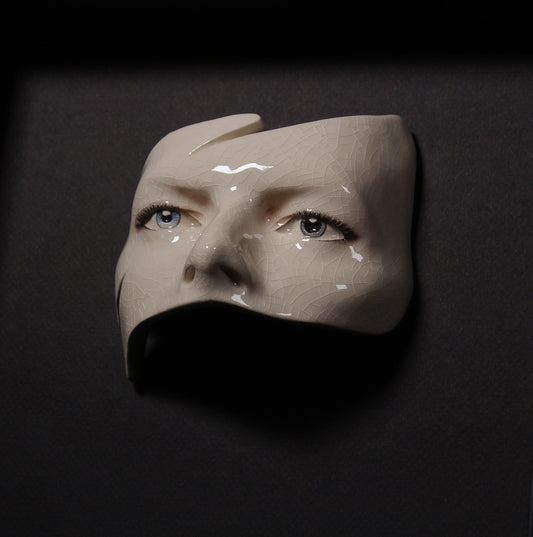 David Bowie 'Eyes' - Painted Ceramic Sculpture Glazed