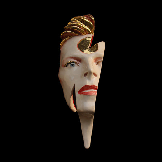 David Bowie Sculptures Ziggy Flash made of painted ceramic by Maria Primolan Sculptor