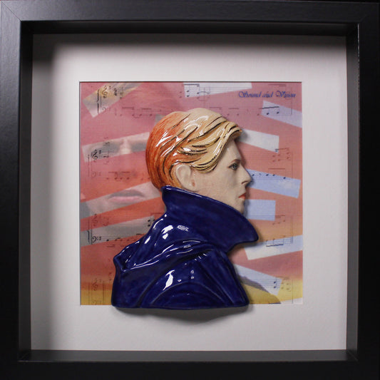 David Bowie Low Framed sculptures made of painted ceramic by Maria Primolan Sculptor