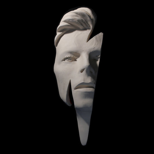 David Bowie Sculptures Flash Ziggy made of white clay by Maria Primolan Sculptor
