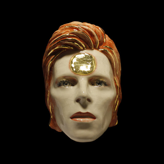 David Bowie Sculptures Ziggy Stardust Mask made of Painted ceramic by Maria Primolan Sculptor