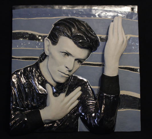 David Bowie Sculptures Heroes Panel Painte Ceramic by Maria Primolan Sculptor