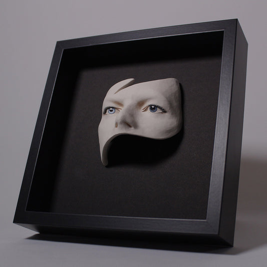 David Bowie 'Eyes' - Framed Painted Ceramic Sculpture Unglazed