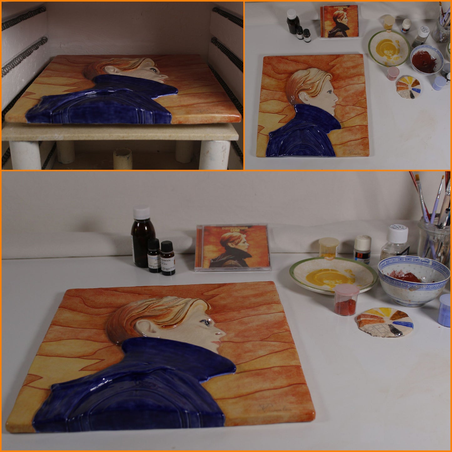 David Bowie - 3D 'Low' Wall Panel Sculpture Painted Ceramic