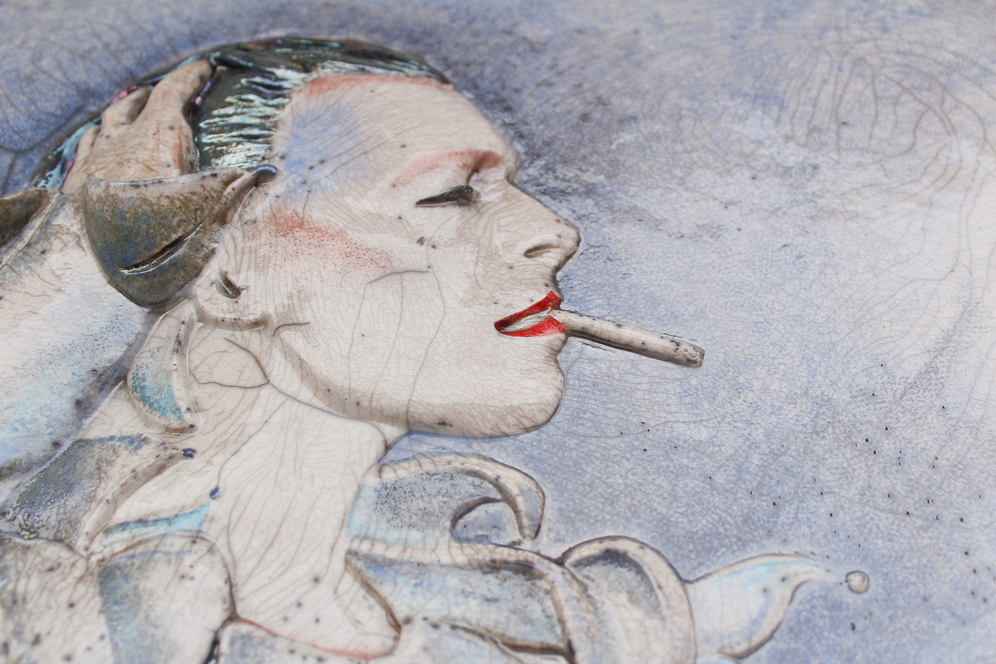 David Bowie - 3D 'Scary Monsters' Wall Panel Sculpture Raku Ceramic