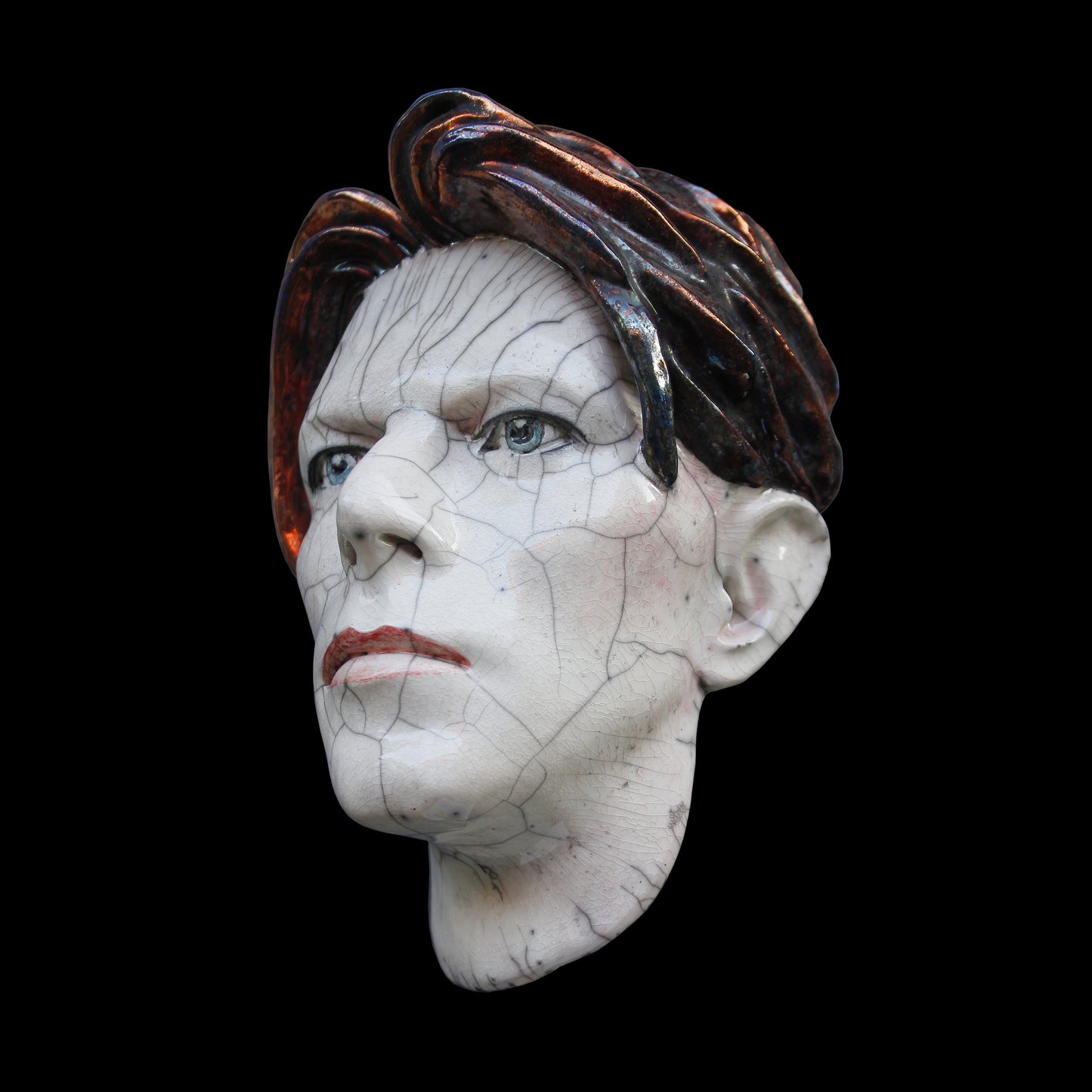 David Bowie - The Man Who Fell To Earth Raku Ceramic Face Sculpture