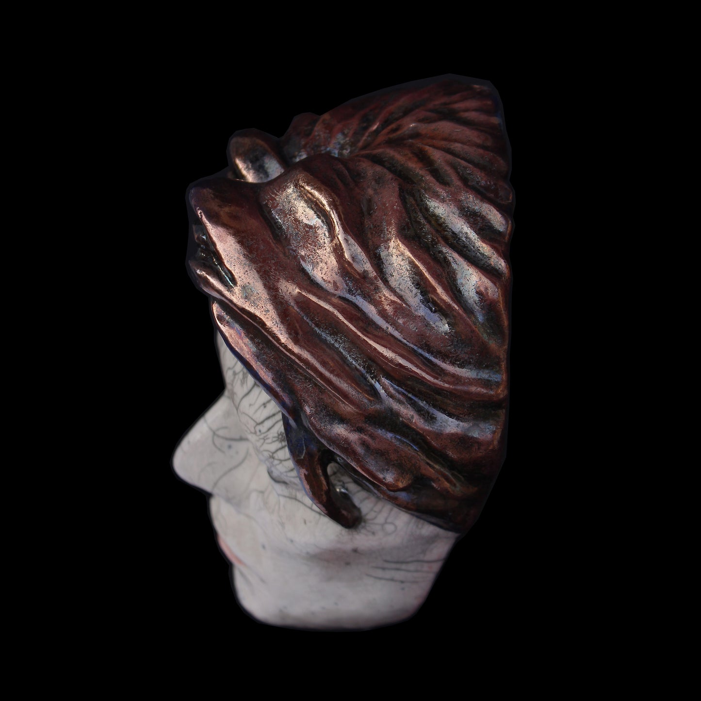 David Bowie - Edition n14 - The Man Who Fell To Earth Raku Ceramic Mask Sculpture