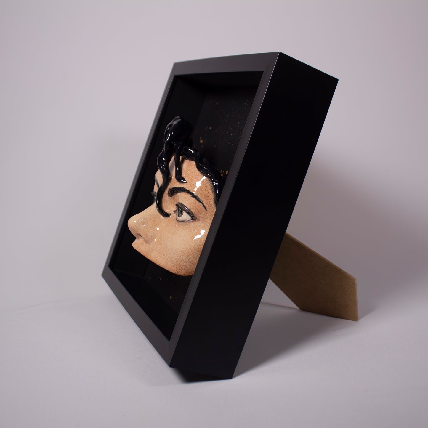 Michael Jackson Eyes - Framed sculpture painted and glazed