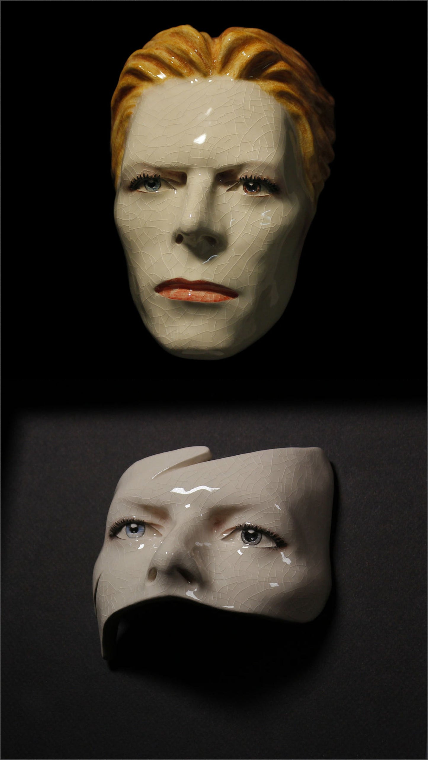 SET David Bowie 'Eyes' Glazed + David Bowie The Thin White Duke Mask Glazed