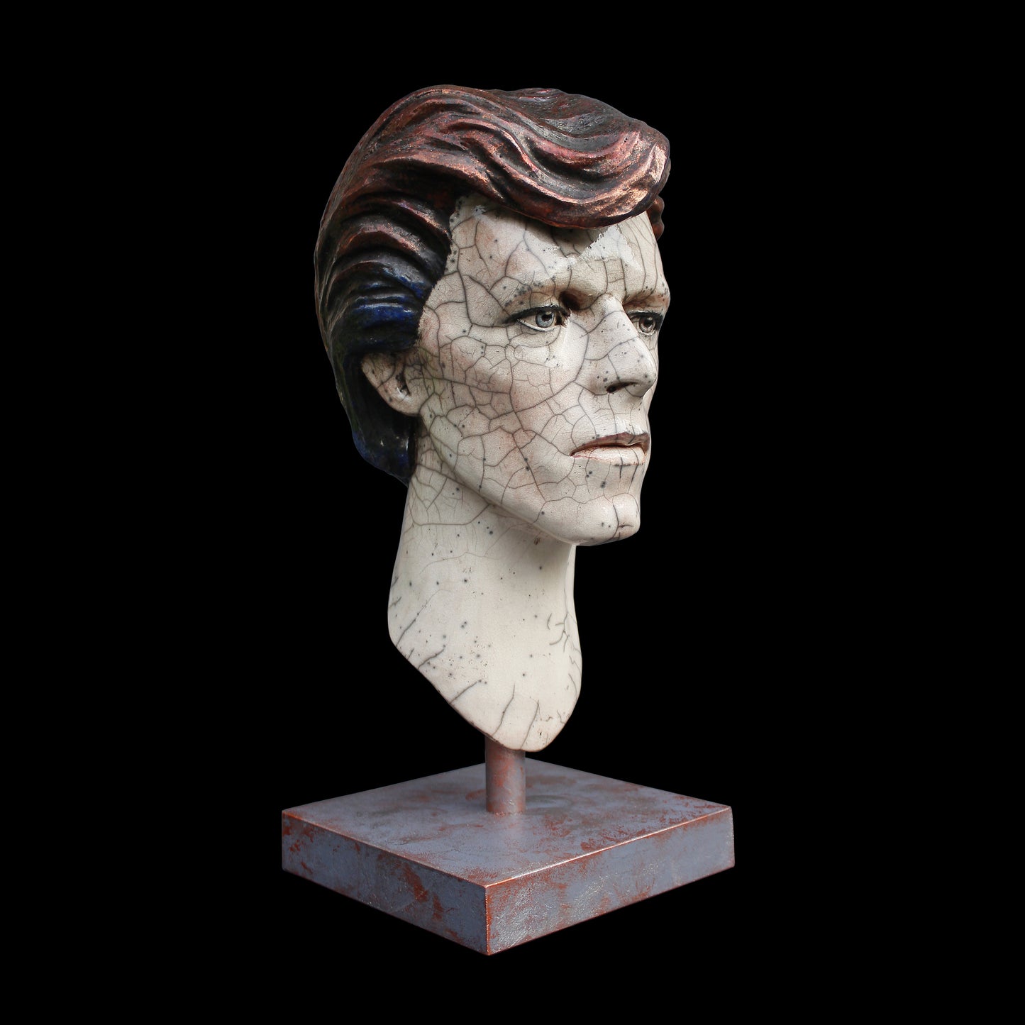 David Bowie - Cracked Actor Face Raku Sculpture