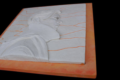 SALE 3D 'Low' Wall Panel Sculpture Painted White Clay