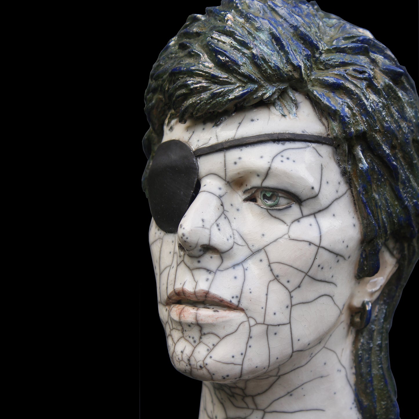 SALE - David Bowie - Halloween Jack Raku Ceramic Full Head Sculpture