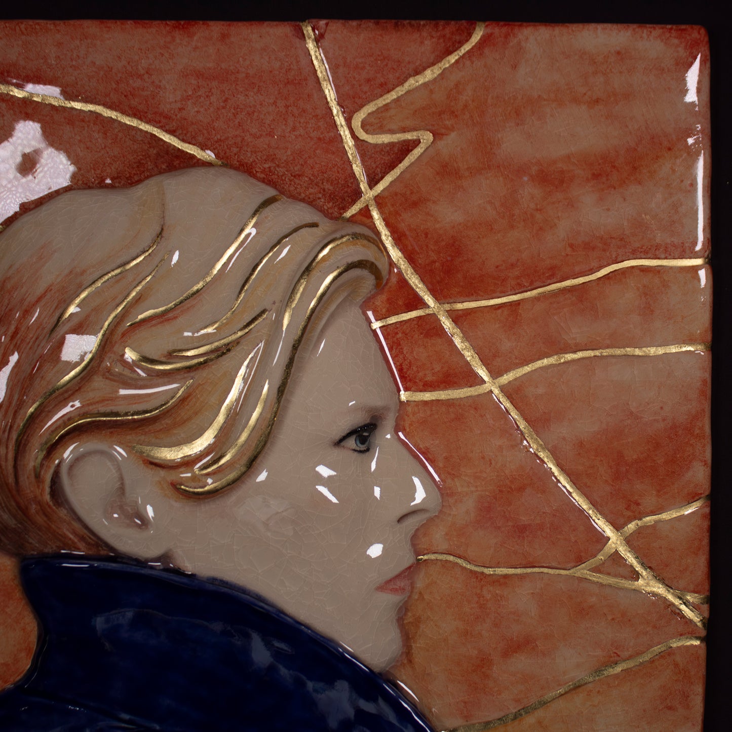 David Bowie - 'FLAWED BEAUTY SCULPTURE' 3D 'Low' Wall Panel Sculpture Painted Ceramic