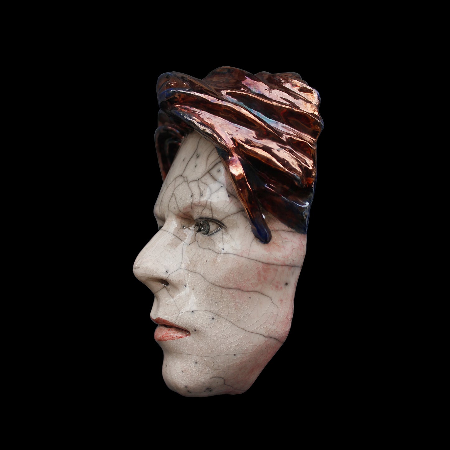 David Bowie - The Man Who Fell To Earth Raku Ceramic Mask Sculpture