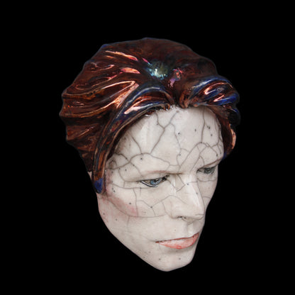 David Bowie - The Man Who Fell To Earth Raku Ceramic Mask Sculpture