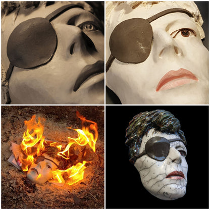 SALE - David Bowie - Halloween Jack Raku Ceramic Face Sculpture