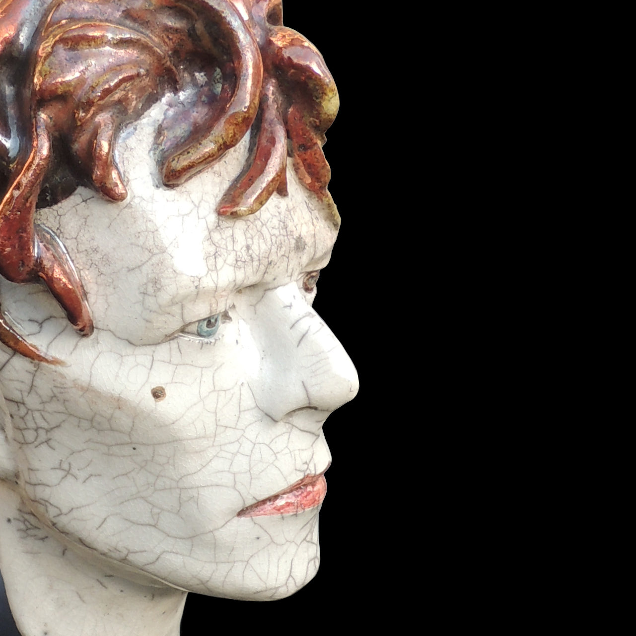 SALE - David Bowie Face Raku Sculpture