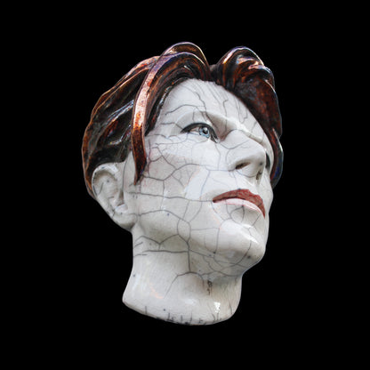 David Bowie - The Man Who Fell To Earth Raku Ceramic Face Sculpture