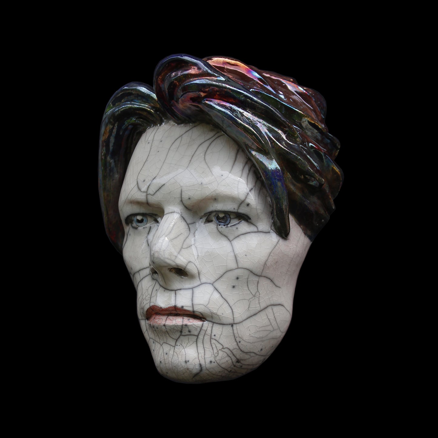 David Bowie - Edition n15 - The Man Who Fell To Earth Raku Ceramic Mask Sculpture