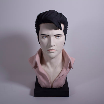 Elvis Portrait Full Head  - Painted Unglazed - Bust n 2