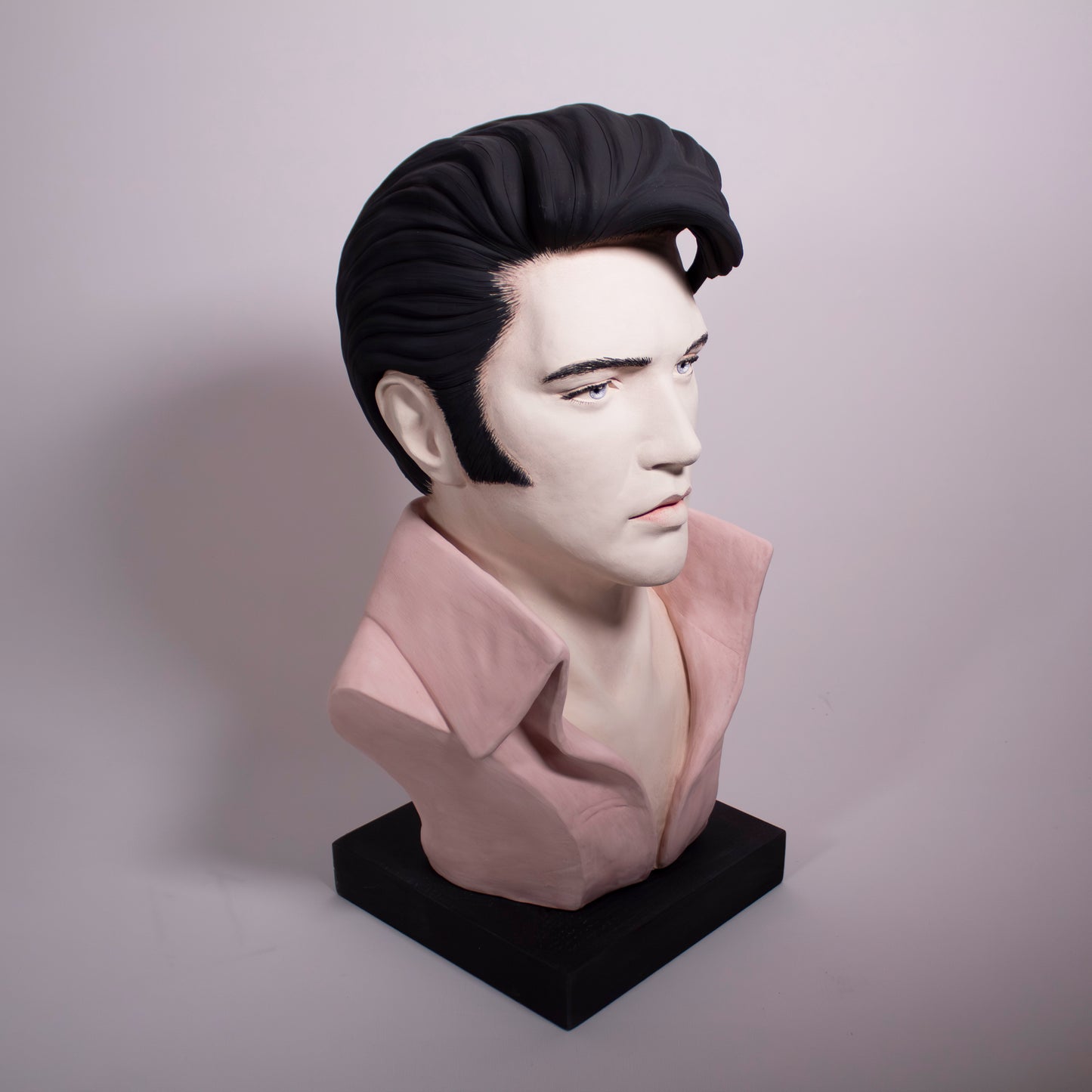 Elvis Portrait Full Head  - Painted Unglazed - Bust n 2