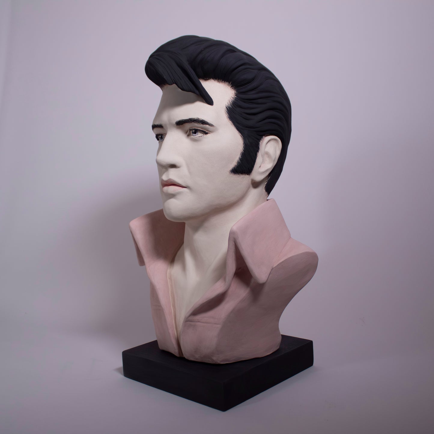 Elvis Portrait Full Head  - Painted Unglazed - Bust n 2