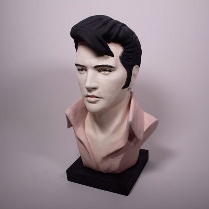 Elvis Portrait Full Head  - Painted Unglazed - Bust n 2