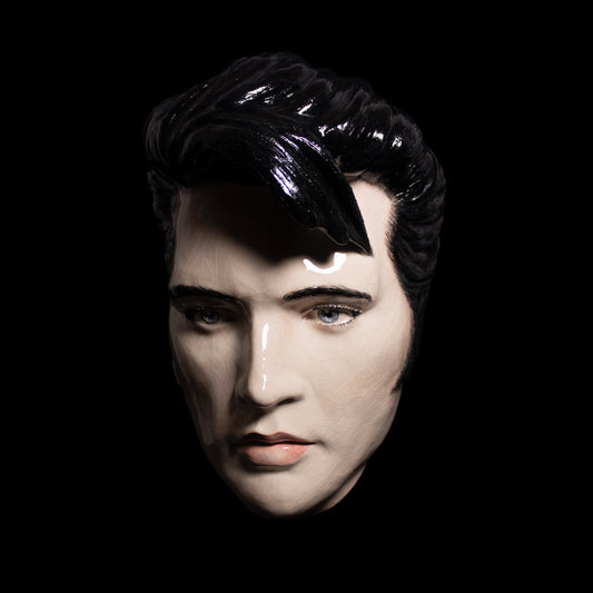 Elvis Mask Sculpture - Painted and Glazed Ceramic