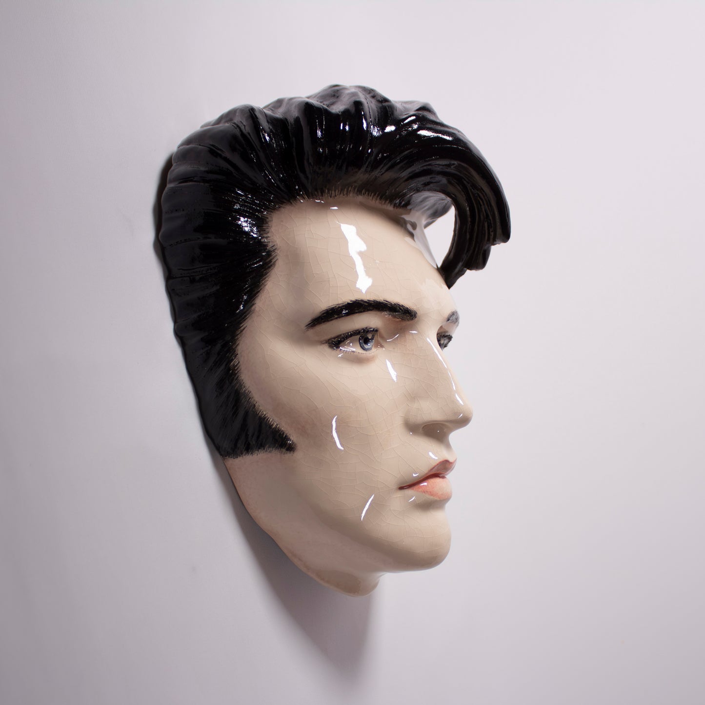 Elvis Mask Sculpture - Painted and Glazed Ceramic