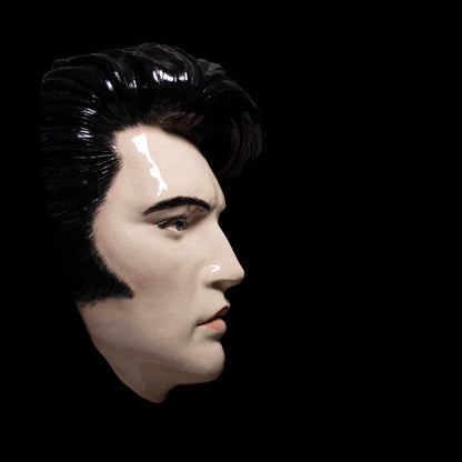 Elvis Mask Sculpture - Painted and Glazed Ceramic