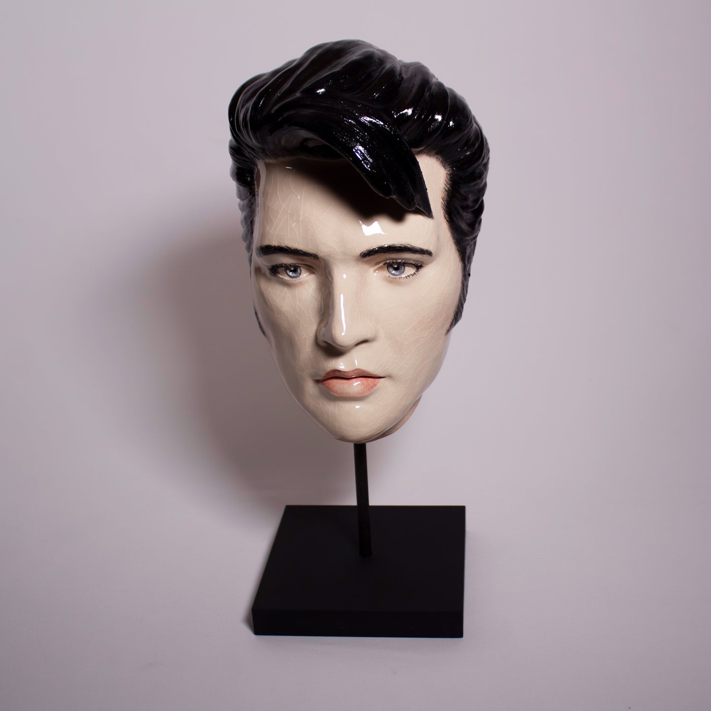 Elvis Mask Sculpture - Painted and Glazed Ceramic