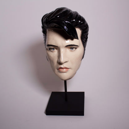 Elvis Mask Sculpture - Painted and Glazed Ceramic