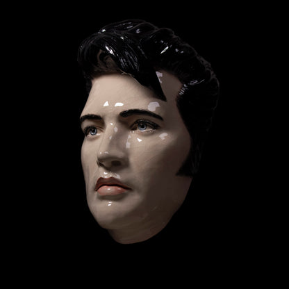 Elvis Mask Sculpture - Painted and Glazed Ceramic