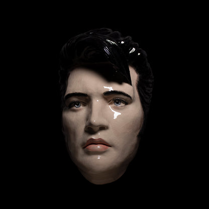 Elvis Mask Sculpture - Painted and Glazed Ceramic