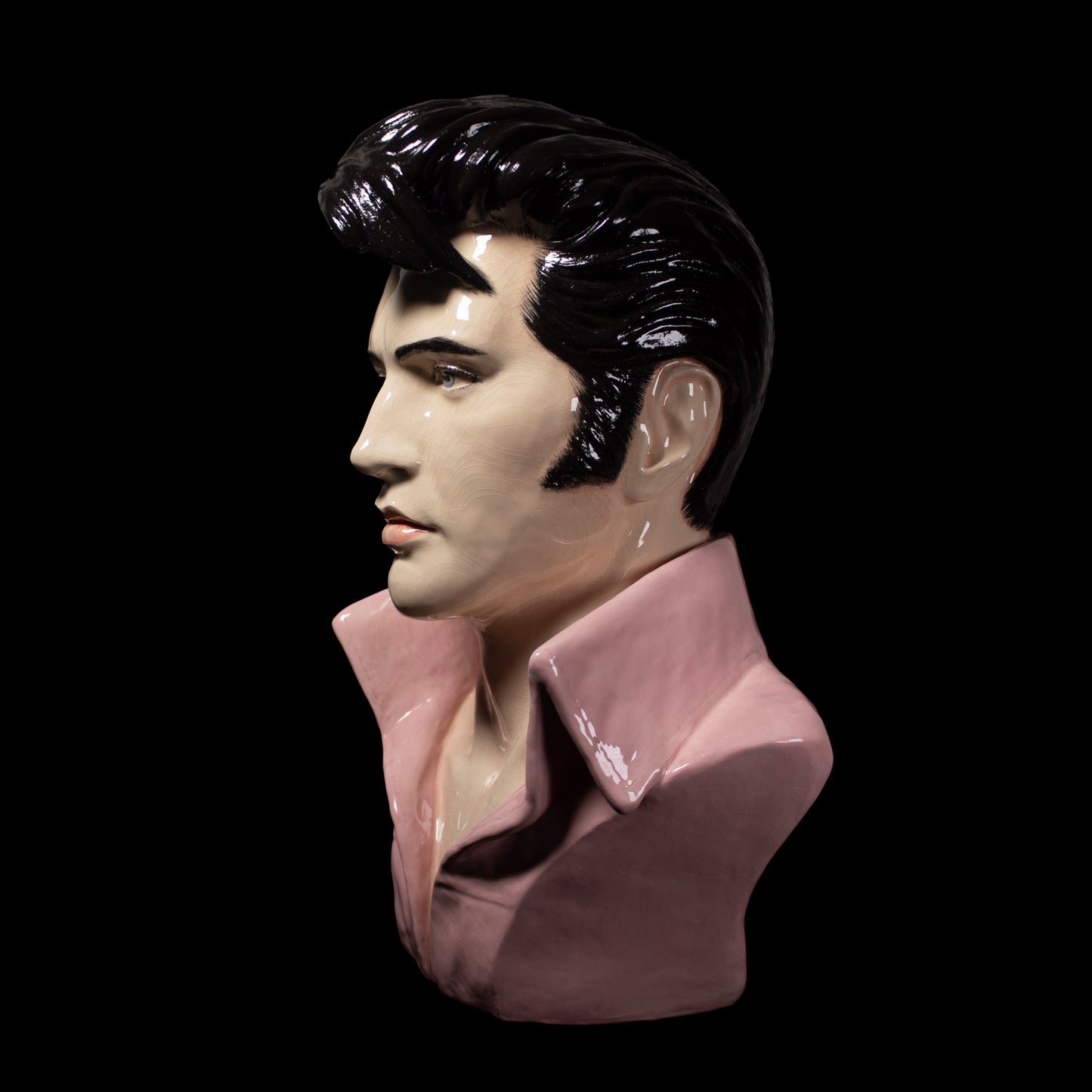 Elvis Bust Full Head  - Painted Glazed - Bust n 3