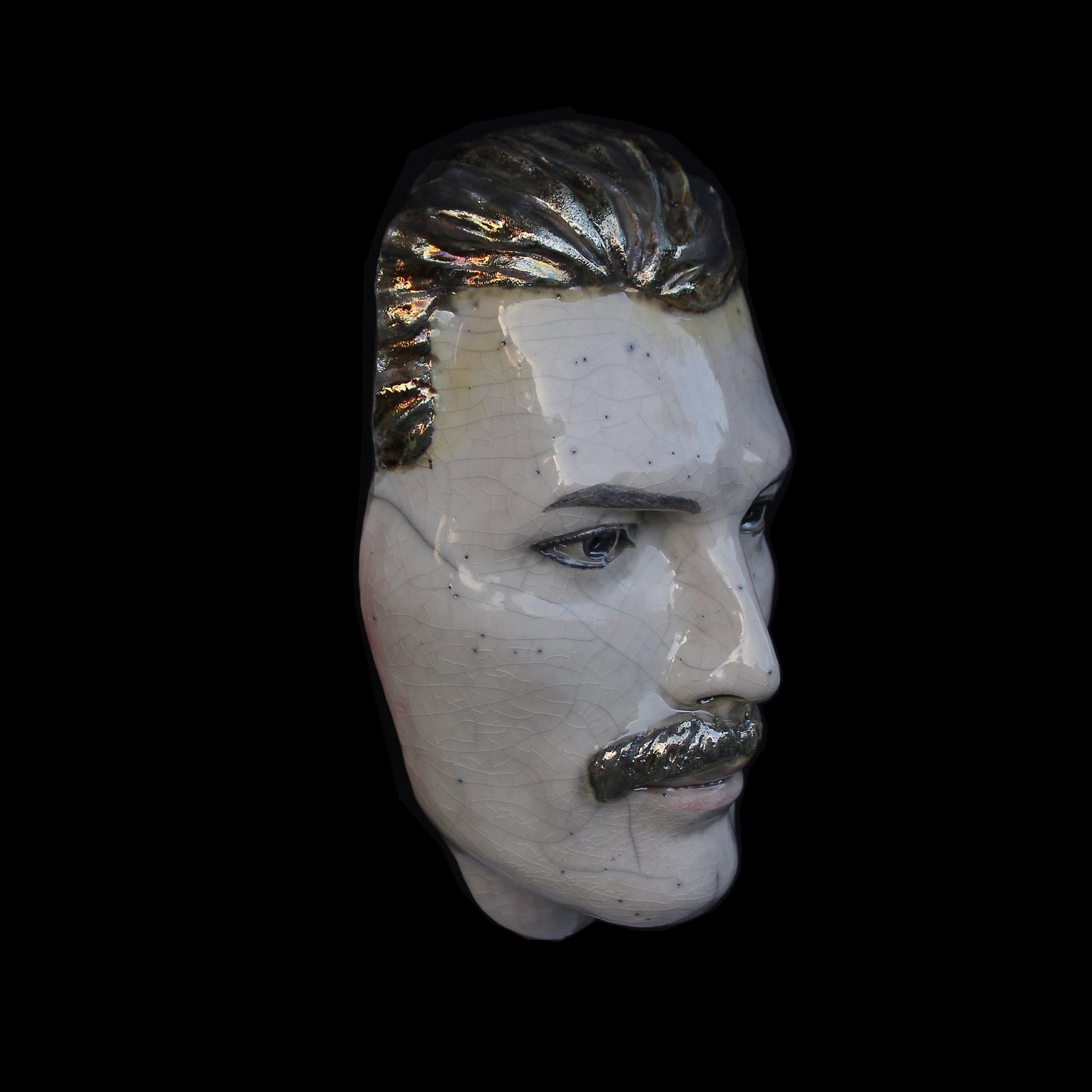 SALE -  Freddie Mercury Raku Ceramic Mask Sculpture