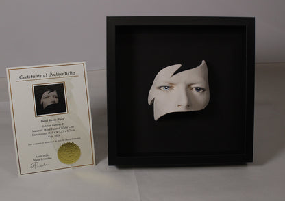 David Bowie 'Eyes' - Framed Painted Ceramic Sculpture Unglazed