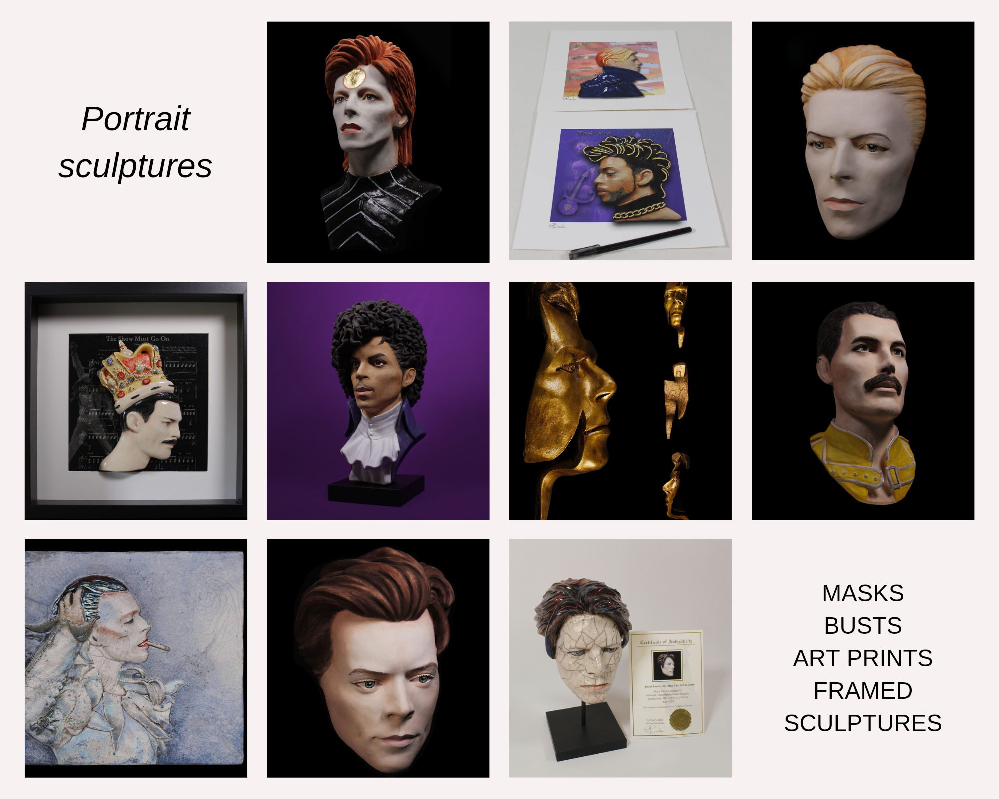 Sculptures of musicians made of hand painted ceramic by Maria Primolan Sculptor
