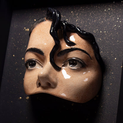 Michael Jackson Eyes -  Framed sculpture painted and glazed