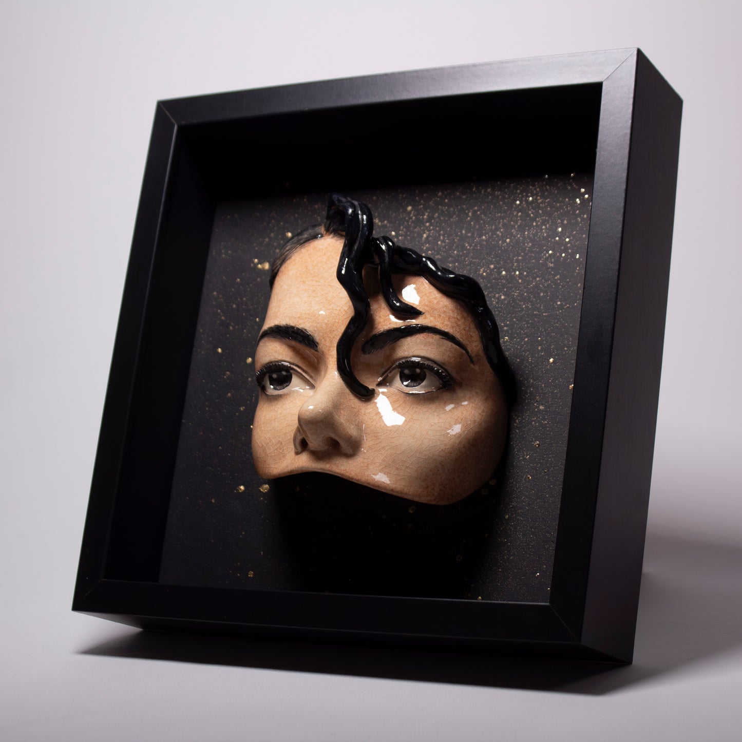 Michael Jackson Eyes -  Framed sculpture painted and glazed