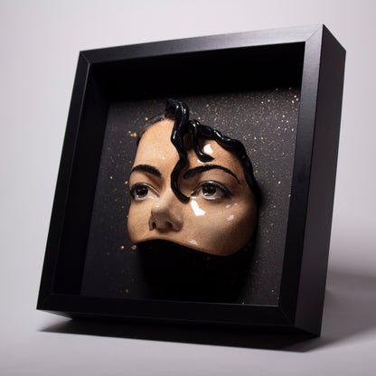 Michael Jackson Eyes -  Framed sculpture painted and glazed