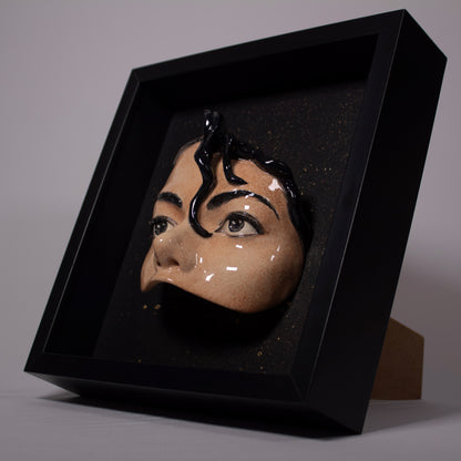 Michael Jackson Eyes -  Framed sculpture painted and glazed