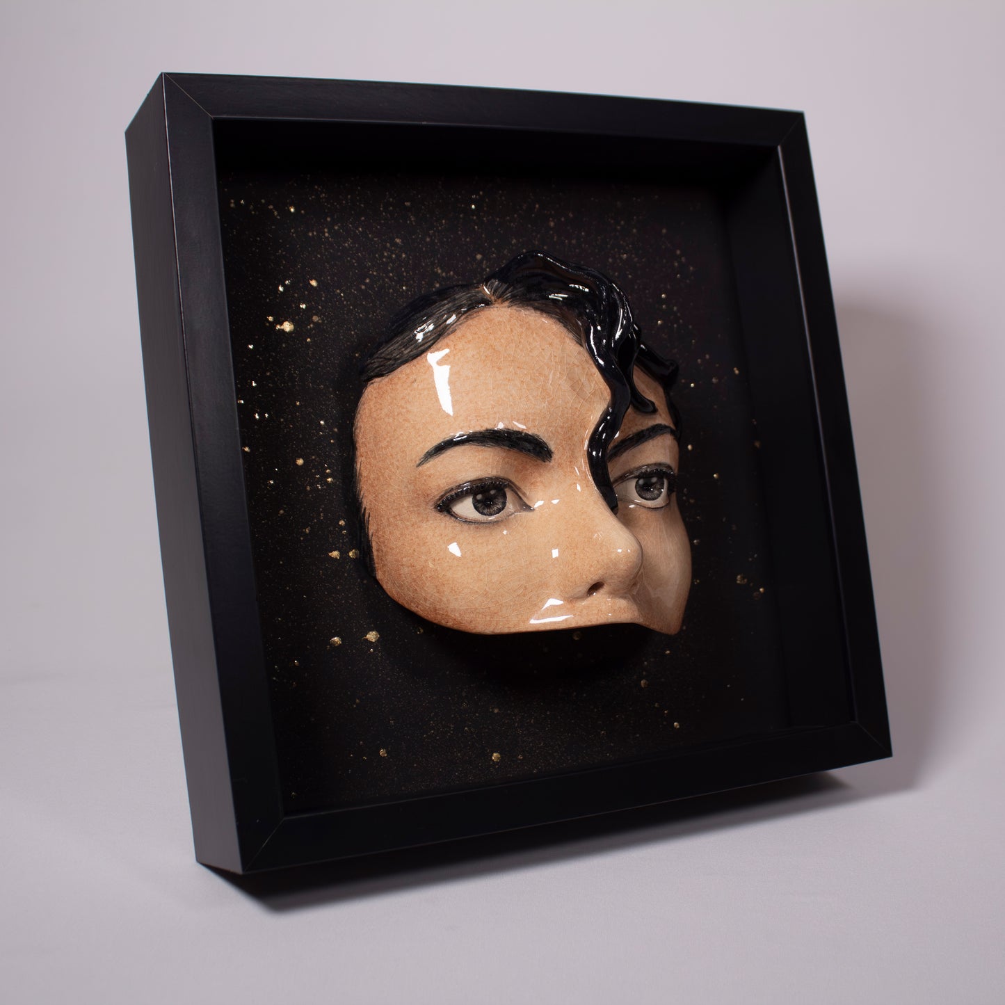 Michael Jackson Eyes -  Framed sculpture painted and glazed